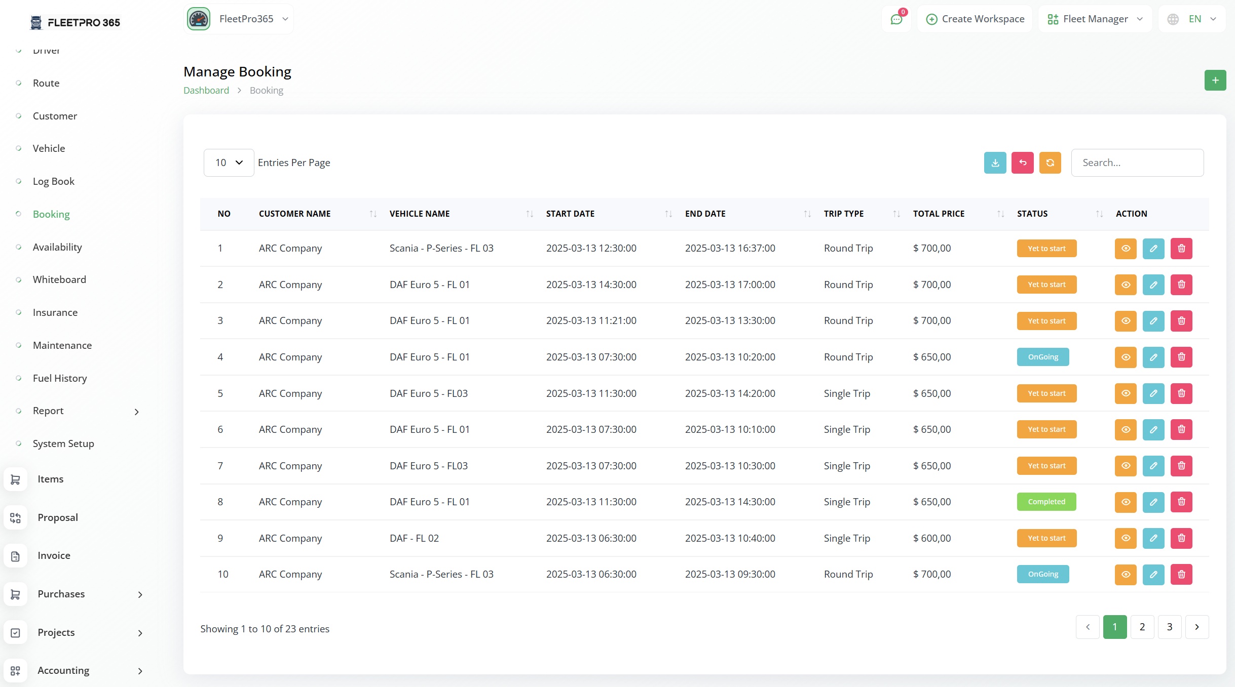 Manage Booking