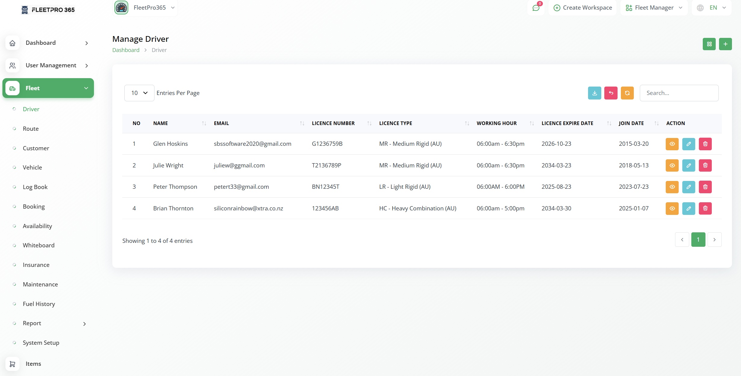 Manage Driver